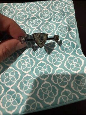 Kendra Scott Rachel Black and Green Triangle Druzy Ring